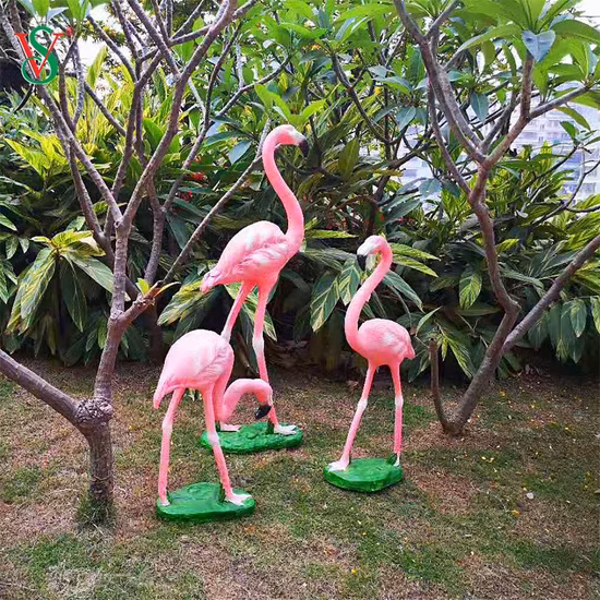 LED 3D Fiberglass Resin Flamingo Sculpture with Light for Wedding Event Party Decoration