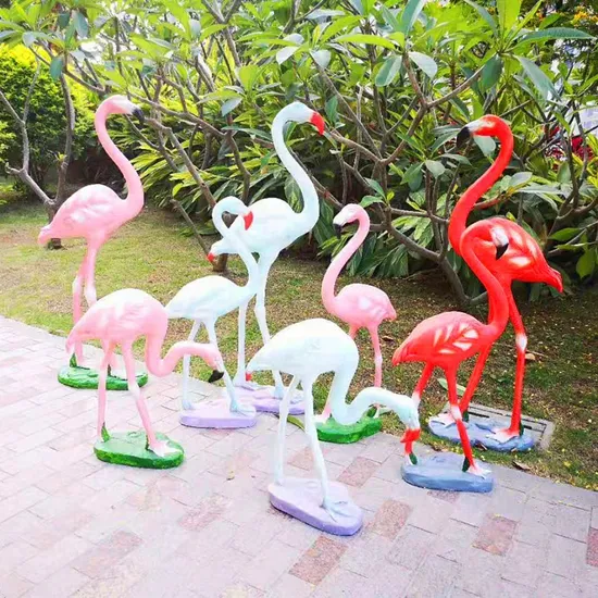 LED 3D Fiberglass Resin Flamingo Sculpture with Light for Wedding Event Party Decoration