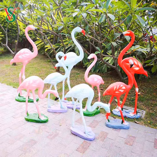 LED 3D Fiberglass Resin Flamingo Sculpture with Light for Wedding Event Party Decoration
