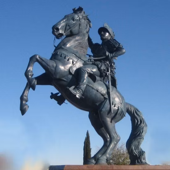 Spanish Conquistador Bronze Sculpture of Juan De Onate Riding a Horse