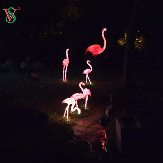 LED 3D Fiberglass Resin Flamingo Sculpture with Light for Wedding Event Party Decoration