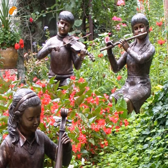Jogando música escultura jazz rock bronze estátua em tamanho real De Musicien